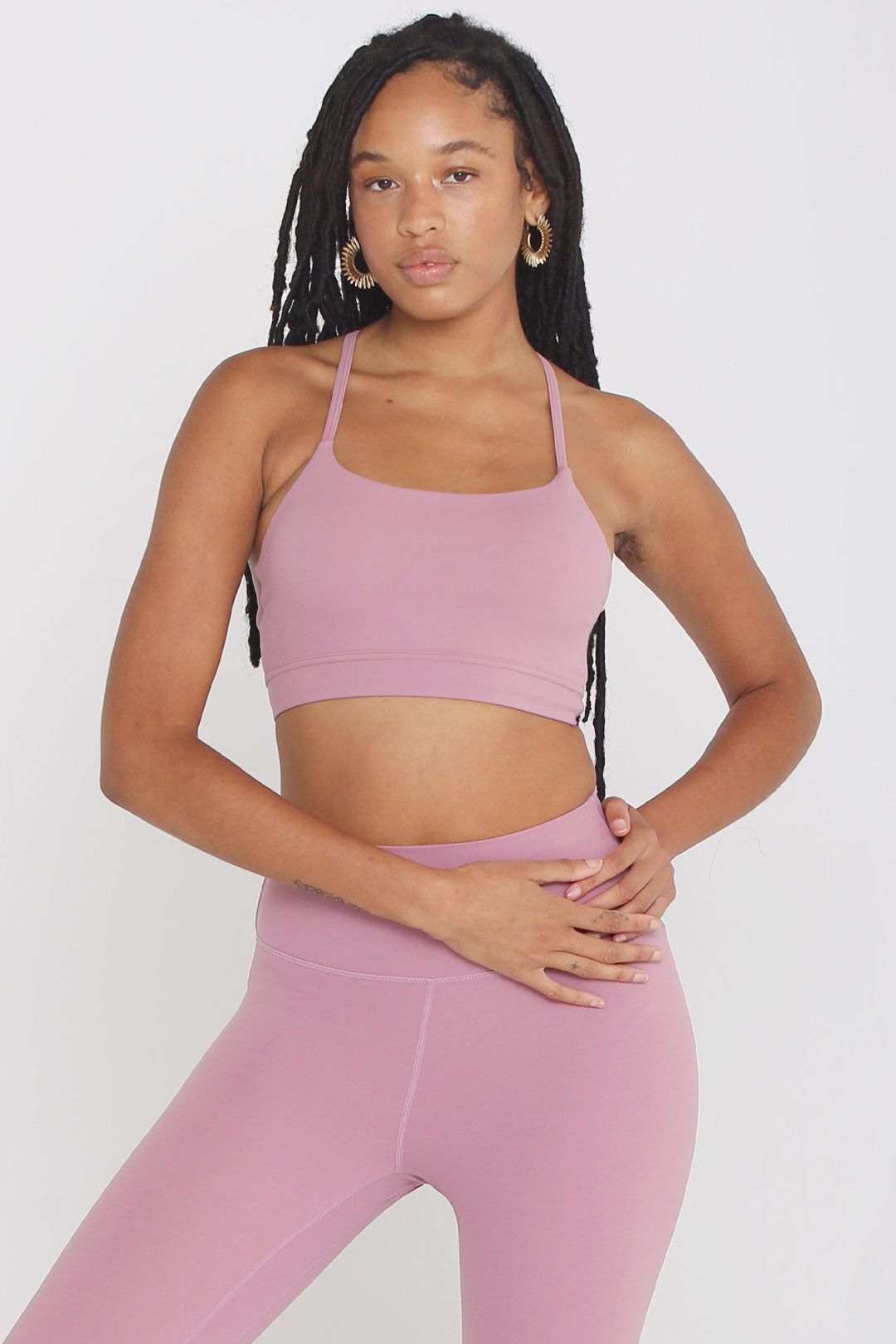 Longline Strappy Sports Bra in Hot Pink