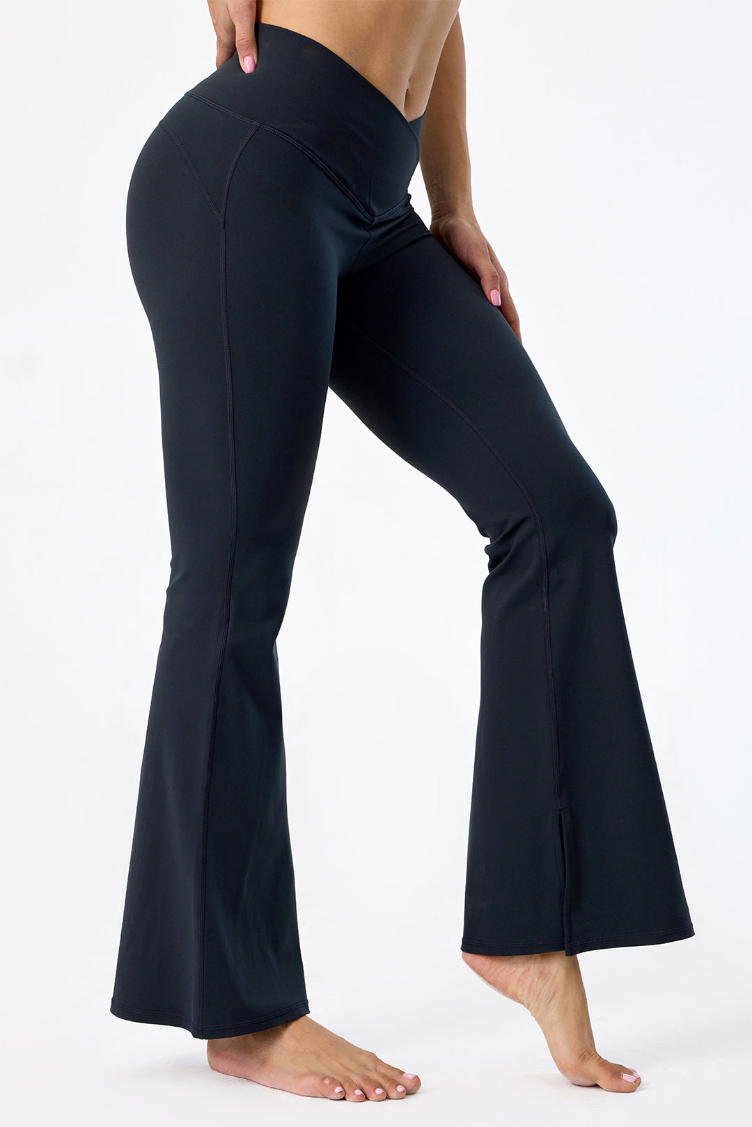 TOWED22 Women's Flare Leggings with Pockets-Crossover High Waisted