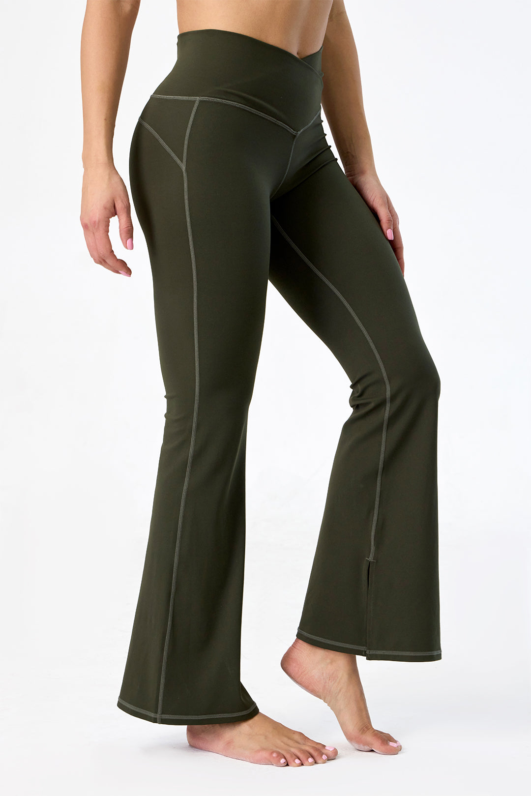 LAISHEN™ Crossover High Waisted Back Pocket Super Flare Leggings